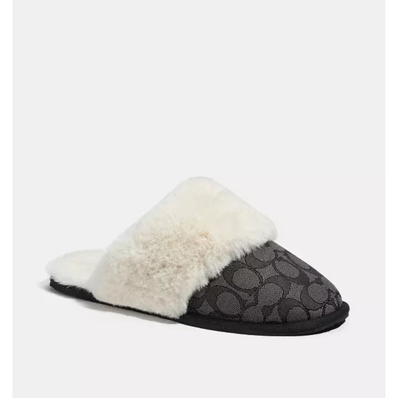 COACH SIGNATURE BLACK "ZIVA" SLIPPERS SIZES 10 & 11 (Super Soft & Comfy❗️) - Picture 1 of 4